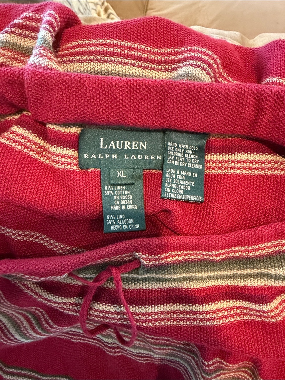 Ralph Lauren Red Striped Maxi Knit Skirt and V Neck Tank Matching Set Linen XL - Picture 6 of 10